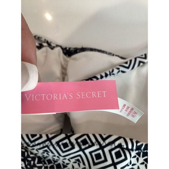 Victoria’s Secret Womens The Bow Bikini Top Bottom M Black White - Picture 6 of 6